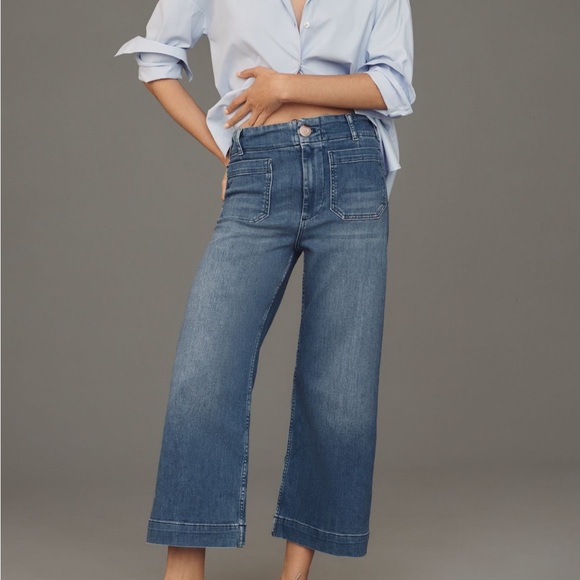 Maeve Denim - Maeve Blue Wide-Leg Cropped Jeans